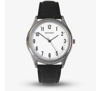 Sekonda Easy Reader Silver & Black Leather Watch 3621