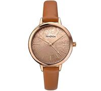 Sekonda Editions Ladies Watch with Floral Lace Pattern Dial and Tan PU Strap 40308