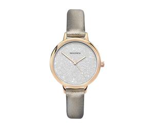 Sekonda Editions Womens 37mm Quartz Watch in Silver with Analogue Display, and Bronze PU Strap 40023