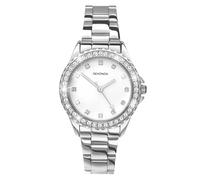 Sekonda Elizabeth Silver Bracelet White Dial Women's Quartz Watch 33mm with Stone Set Case, Analogue Display and Stainless Steel Bracelet