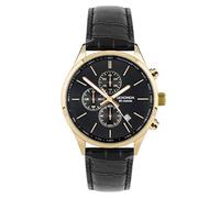 Sekonda Endurance Mens 44mm Quartz Watch in Black with Analogue Date Display, and Black Leather Strap 30107