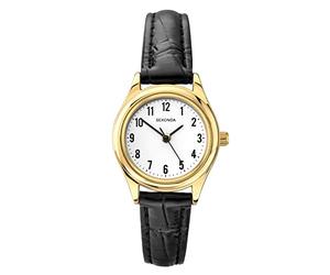 Sekonda Evans 27mm Womens Easy Reader Analogue 3 Hand Classic Quartz Watch White Dial Mineral Glass Leather Strap Stainless Steel Caseback