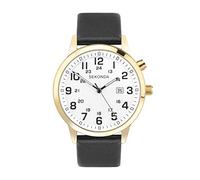 Sekonda Gents Watch Easy Reader 30127 46mm Quartz White Dial Analogue Date Black Leather Strap