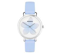 Sekonda Frangipani Ladies 39mm Quartz Watch in White with Analogue Display, and Blue PU Strap 40610