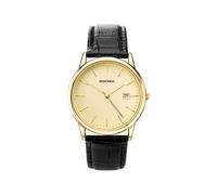 Sekonda Gents Gold Dial Black Leather Strap Watch