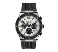 Sekonda Gents Titan Silver Dial Chronograph Black Silicone Strap Watch