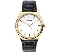 Sekonda Men's White Dial Black Leather Strap Casual Wrist Watch Gift for Him
