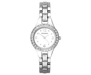 Sekonda Grace Womens 25mm Chrome Coloured Stone Set Case Three Hand with Chrome Bracelet and White Dial