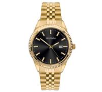 Sekonda Mens Gold Plated Case, Black Sunray Dial and Gold Plated Stainless Steel Bracelet 1642