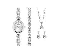 Sekonda Ladies 4 Piece Dress Gift Set with Silver Dial Watch, Silver Pendant, Silver Bracelet & Matching Earrings Silver