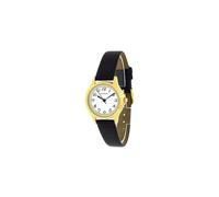 Sekonda Ladies Basic Gold Plated White Dial Black Leather Strap Watch 4134