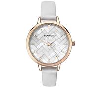 Sekonda Ladies Editions Rose Gold Plated Mother of Pearl Dial White Leather Strap Watch 2825