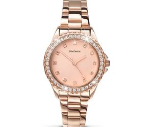 Sekonda Ladies Watch Rose Gold Crystal Set 4253 Bracelet Strap Analogue Watch