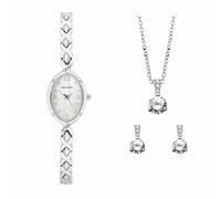 Sekonda Ladies White Dial Silver Tone Bracelet Watch and Jewellery Gift Set