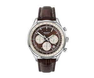 Sekonda Maverick Mens Watch - 42mm Chronograph Watch for Men with Brown Dial, Date Display and Leather Strap - 50m Water Resistant - 2 Year Warranty