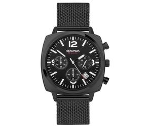 Sekonda Mens 40mm Black Chronograph Watch Mesh Strap Model 30102 RRP £99.99