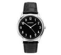 Sekonda Mens 40mm Evans Classic Three Hand Analogue Quartz Watch Alloy Case with Black Leather Strap