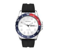 Sekonda Mens 43mm Balearic Analogue Sports Watch with Day Date Window Fixed Bezel Rubber Strap Water Resistant 50 metres