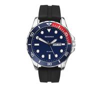 Sekonda Mens 43mm Balearic Analogue Sports Watch with Day Date Window Fixed Bezel Rubber Strap Water Resistant 50 metres