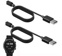 Sekonda Mens 45mm Smart Watch Charger - 2 Pin Magnetic USB Replacement - Compatible with Sekonda 1909 Smart Watch (2 pack - Black + Black)