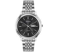 Sekonda Mens Analogue Classic Quartz Watch with Black Dial and Silver Stainless Steel Strap 1928