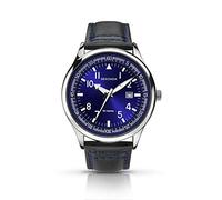 Sekonda Mens Black Leather Strap Midnight Blue Dial Analogue Quartz Watch 1462