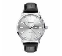 Sekonda Men's Black Leather Strap Silver Dial Watch