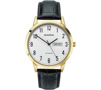 Sekonda Men's Black Leather Strap White Dial Watch