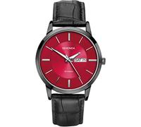 Sekonda Mens Classic Analogue Quartz Watch with Red Dial and Black Leather Strap 1920