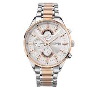 Sekonda Mens Classic Dual Time Silver Dial Two Tone Bracelet Watch 1698