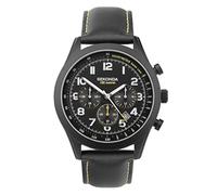Sekonda Mens Dual Time Watch with Black Dial and Black Leather Strap 30112
