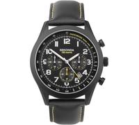 Sekonda Sekonda Navigator Dual Time Men's Watch | Black Alloy Case & Leather Strap with Black Dial | 30112