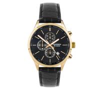 Sekonda Men's Endurance Dual Time Black Dial & Black Leather Strap Watch