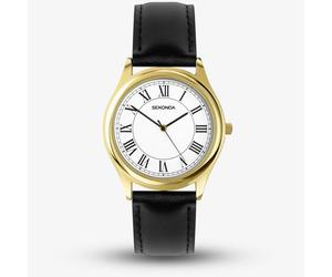 Sekonda Mens Evans Black Leather Strap Watch 30250