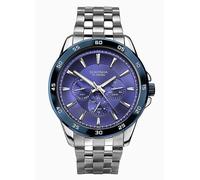 Sekonda Men's Force Silver Stainless Steel Bracelet with Blue Dial Chronograph Watch Silver