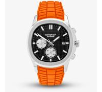 Sekonda Octaire Chronograph Men's Orange Silicone Strap & Silver Case Watch
