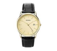 Sekonda Gents Gold Dial Black Leather Strap Watch