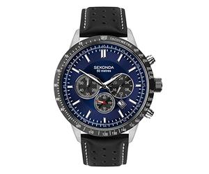 Sekonda Men's Quartz Watch with Yellow Dial Chronograph Display and Black Leather Strap 3378.27