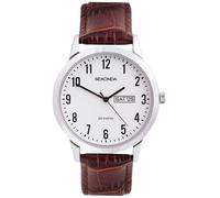 Sekonda Men's Silver Case Brown Leather Strap Watch