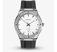 Sekonda Sports Men's 42mm Titan Watch in Silver with Black Silicone Strap & White Dial