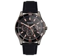 Sekonda Midnight Men’s 44mm Quartz Watch in Black with Analogue Display, and Black Leather Strap 30026