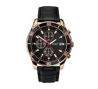 Sekonda Midnight Mens Watch - 44mm Chronograph Watch for Men with Black Dial, Date Display and Leather Strap - 50m Water Resistant - 2 Year Warranty