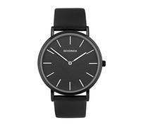 Sekonda Minimal Ladies 38mm Quartz Watch in Black with Analogue Display, and Black Leather Strap 40606