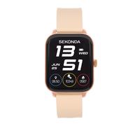Sekonda Motion Go 37mm Unisex Rectangular Black Smartwatch Watch with Pink Strap