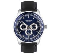 Sekonda Multi-Function Blue Dial Black Leather Strap Watch