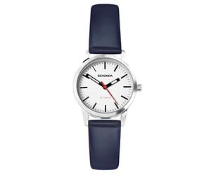 Sekonda Nordic Ladies 28mm Quartz Watch in White with Analogue Display, and Blue Leather Strap 40484