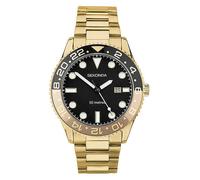 Sekonda Ocean Men's Classic Gold Stainless Steel Bracelet with Black Dial Watch Gold