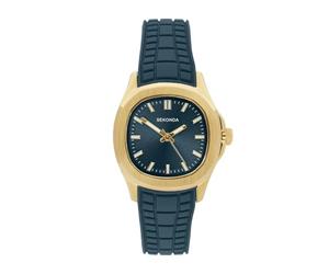 Sekonda Octaire Ladies Watch in Gold with Teal Silicone Strap | Teal sunray dial, Cushion-shaped ion-plated case, 30m water resistant, Teal silicone strap, Japanese quartz, 2yr guarantee