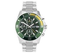 Sekonda Pacific Wave Mens 42mm Chronograph Watch in Green with Analogue Date Display, and Silver Stainless Steel Strap 30115