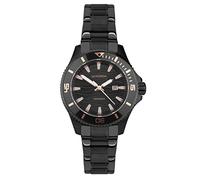 Sekonda Pacific Wave Womens Analogue Watch 34mm Black | 200 Metres Water Resistance, mineral glass crystal, push-button clasp, wave dial, date display, ion-plated case